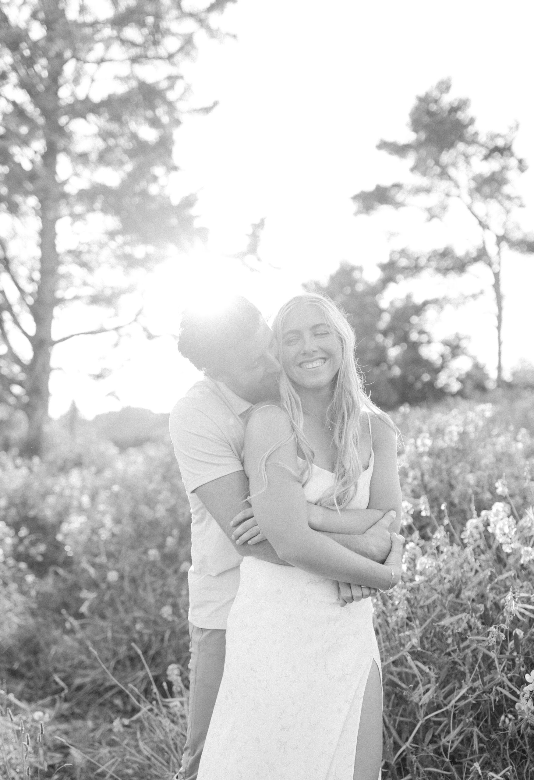 couple in black and white at Discovery Park